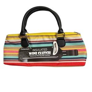 Primeware Nautical Stripe Insulated Single Bottle Wine Clutch NWT